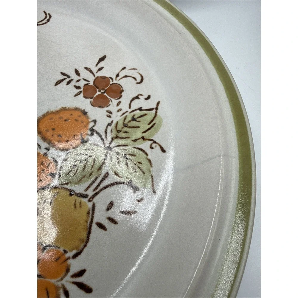 Vtg Harvest Collection Stoneware 'Valley Fruits' Set of 6 Dinner Plates, 10.75